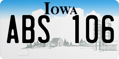 IA license plate ABS106