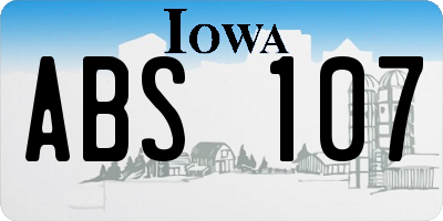 IA license plate ABS107