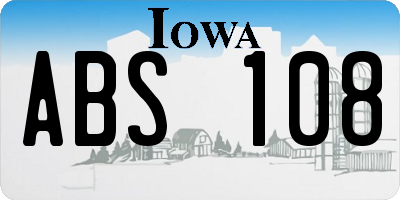 IA license plate ABS108