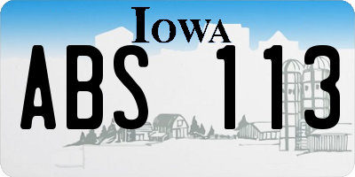 IA license plate ABS113