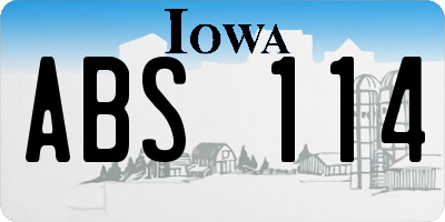 IA license plate ABS114