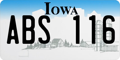 IA license plate ABS116