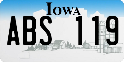 IA license plate ABS119
