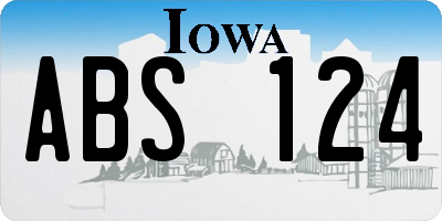 IA license plate ABS124