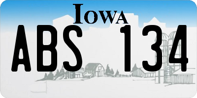 IA license plate ABS134