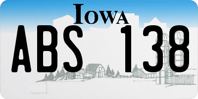IA license plate ABS138