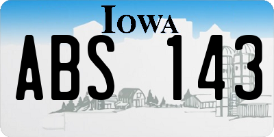 IA license plate ABS143