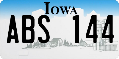 IA license plate ABS144