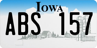 IA license plate ABS157