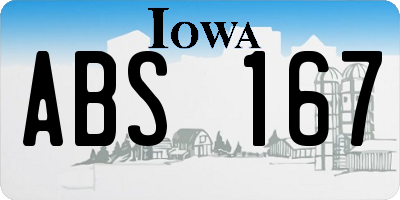 IA license plate ABS167