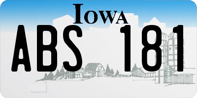 IA license plate ABS181