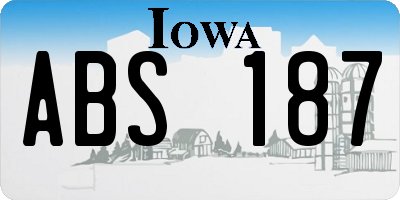 IA license plate ABS187