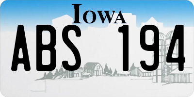 IA license plate ABS194