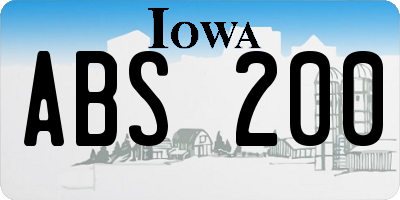 IA license plate ABS200