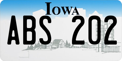IA license plate ABS202