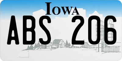 IA license plate ABS206