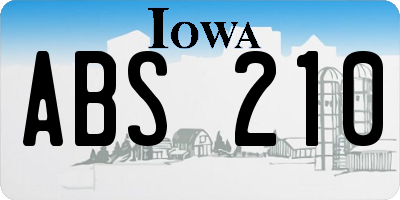 IA license plate ABS210