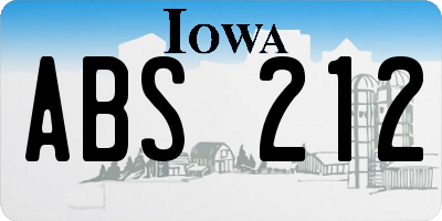 IA license plate ABS212