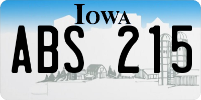 IA license plate ABS215