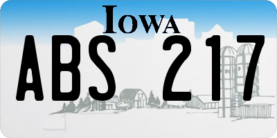 IA license plate ABS217