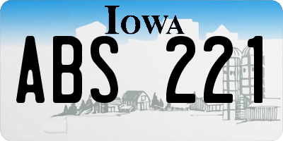 IA license plate ABS221