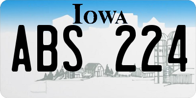 IA license plate ABS224