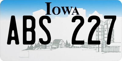 IA license plate ABS227