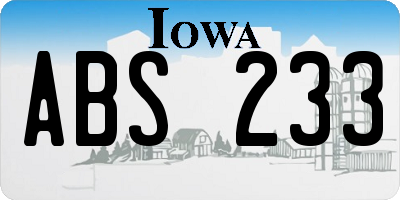 IA license plate ABS233