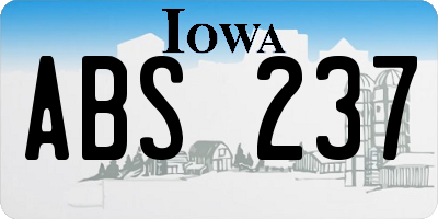 IA license plate ABS237