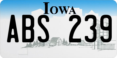 IA license plate ABS239