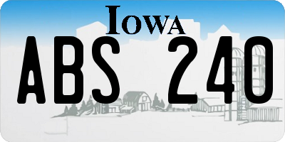 IA license plate ABS240