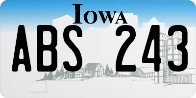 IA license plate ABS243