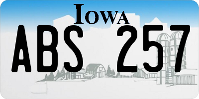 IA license plate ABS257