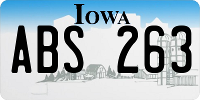 IA license plate ABS263