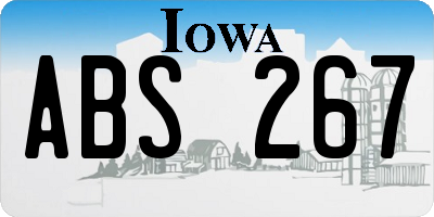 IA license plate ABS267
