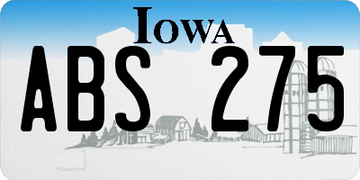 IA license plate ABS275