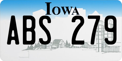 IA license plate ABS279