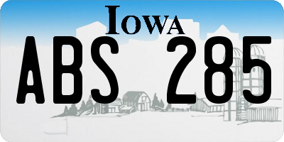 IA license plate ABS285
