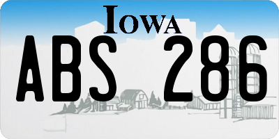 IA license plate ABS286