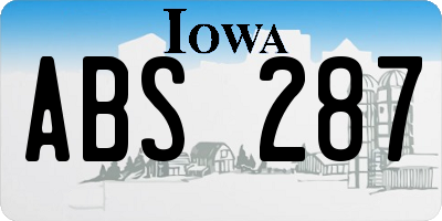 IA license plate ABS287