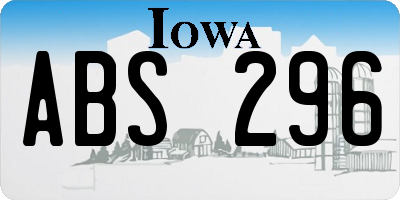 IA license plate ABS296