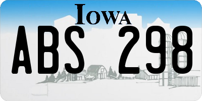IA license plate ABS298