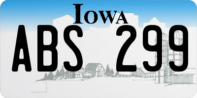 IA license plate ABS299