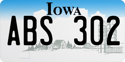 IA license plate ABS302