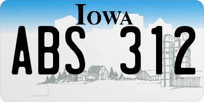 IA license plate ABS312