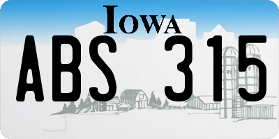 IA license plate ABS315
