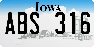 IA license plate ABS316