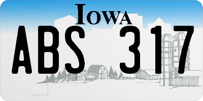 IA license plate ABS317