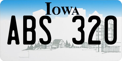 IA license plate ABS320
