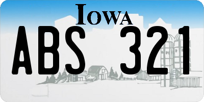 IA license plate ABS321